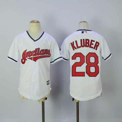 Youth Cleveland Indians #28 kluber white Jersey