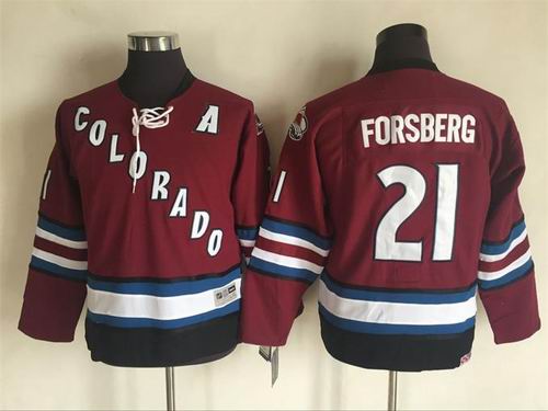 Youth Colorado Avalanche #21 Peter Forsberg Red CCM Throwback Jersey