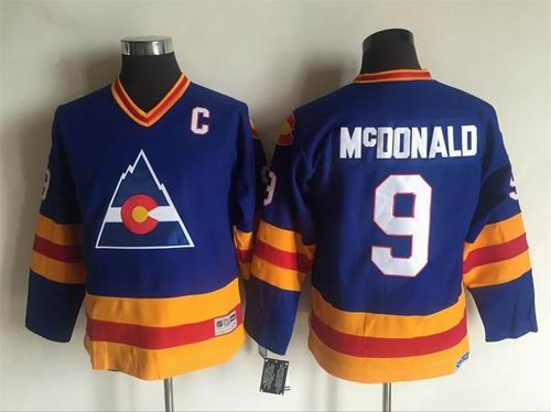 Youth Colorado Avalanche #9 Lanny McDonald blue CCM Throwback jerseys