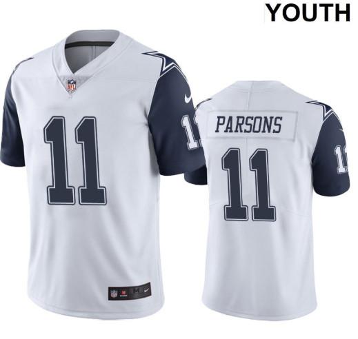 Youth Dallas Cowboys #11 Micah Parsons Jersey White Color Rush Jersey