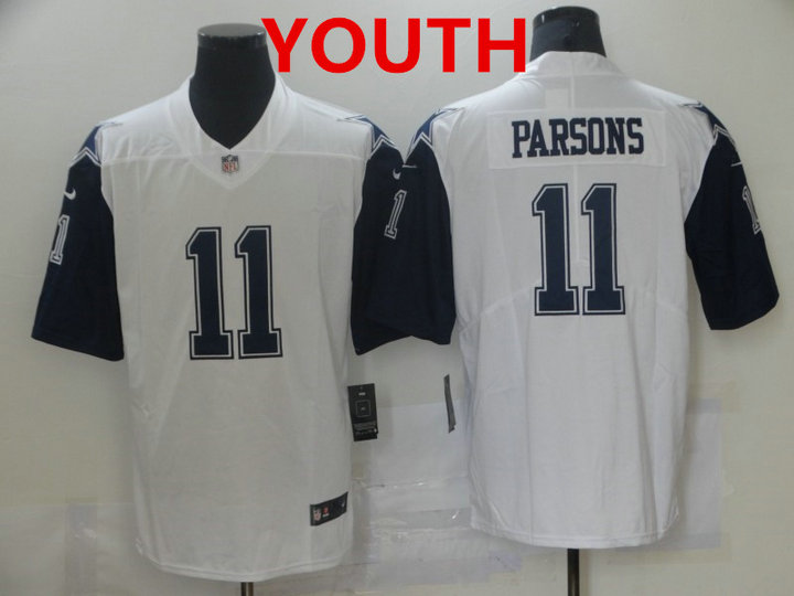 Youth Dallas Cowboys #11 Micah Parsons White 2021 Color Rush Stitched NFL Nike Limited Jersey
