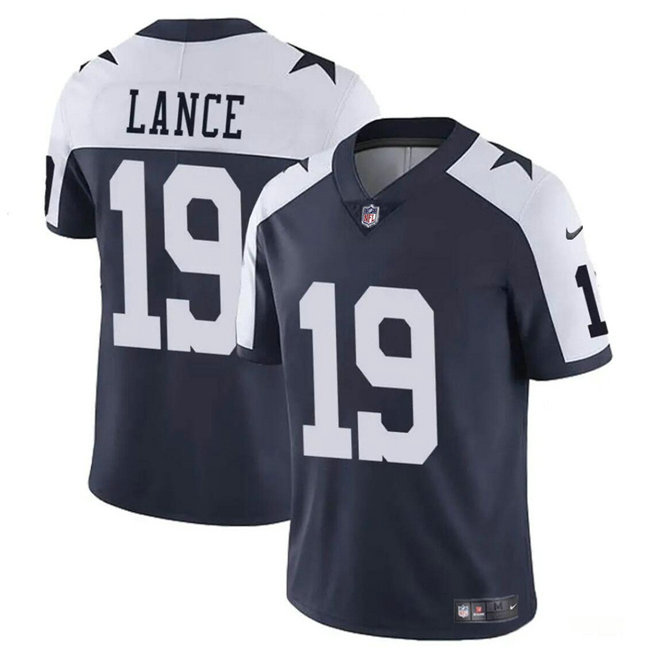 Youth Dallas Cowboys #19 Trey Lance Navy White Thanksgiving Vapor Untouchable Limited Stitched Football Jersey