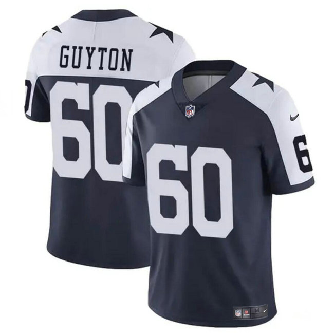 Youth Dallas Cowboys #60 Tyler Guyton Navy White 2024 Draft Vapor Untouchable Thanksgiving Limited Stitched Football Jersey