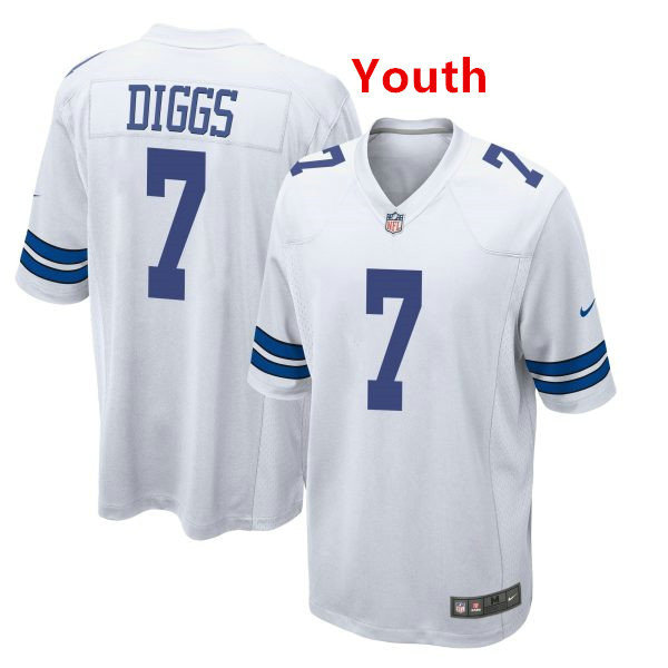 Youth Dallas Cowboys #7 Trevon Diggs  White Jersey