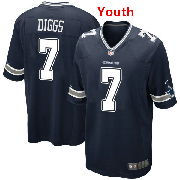 Youth Dallas Cowboys #7 Trevon Diggs Navy Jersey