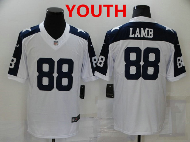 Youth Dallas Cowboys #88 CeeDee Lamb White Thanksgiving Vapor Untouchable Stitched NFL Nike Limited Jersey