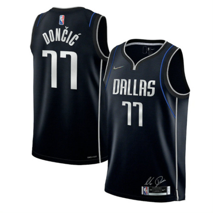 Youth Dallas Mavericks #77 Luka Doncic Navy 75th Anniversary Stitched Basketball Jersey