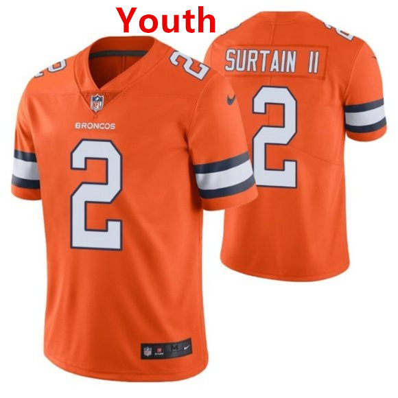 Youth Denver Broncos #2 Patrick Surtain II color rush jersey