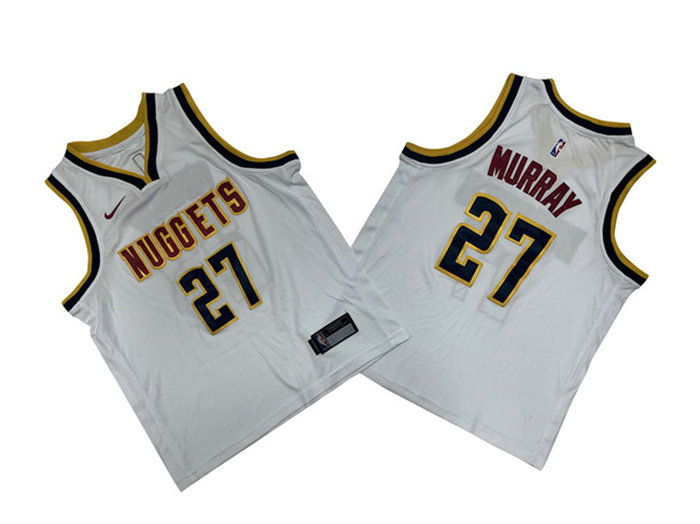 Youth Denver Nuggets #27 Jamal Murray White Stitched Basketball Jersey