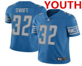 Youth Detroit Lions #32 DAndre Swift 2021 Blue Vapor Untouchable Limited Stitched Jersey