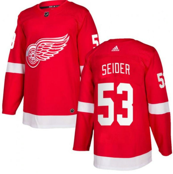 Youth Detroit Red Wings #53 Moritz Seider Red Stitched Jersey