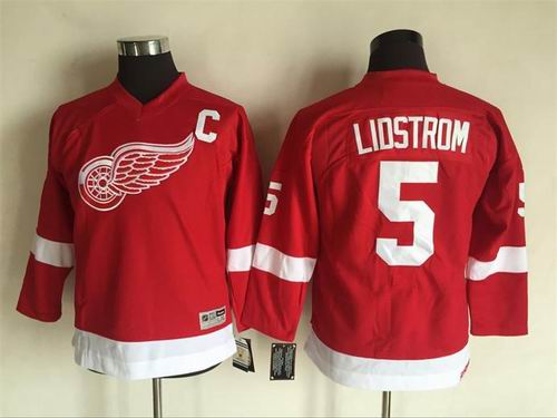 Youth Detroit Red Wings 5 Nicklas Lidstrom Red CCM Jerseys