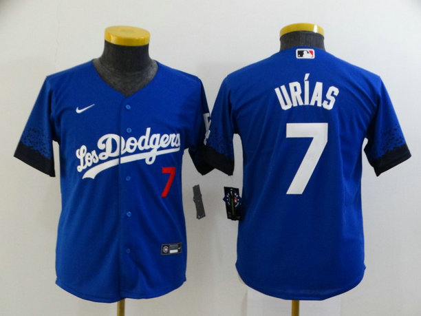 Youth Dodgers 7 Julio Urias Royal Youth 2021 City Connect Cool Base Jerseys