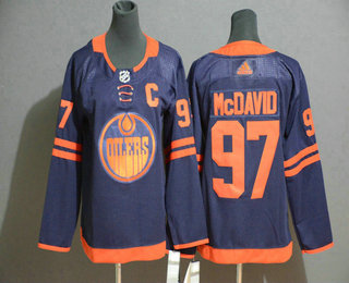 Youth Edmonton Oilers #97 Connor McDavid Navy Blue 50th Anniversary Adidas Stitched NHL Jersey