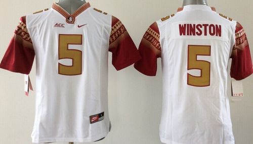 Youth Florida State Seminoles 5 Jameis Winston White Limited Stitched NCAA Jersey