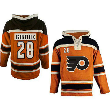 Youth Flyers #28 Claude Giroux Orange Sawyer Hooded Sweatshirt Stitched NHL Jersey