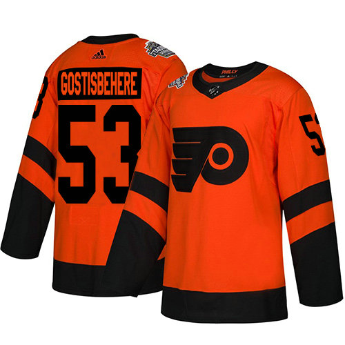Youth Flyers #53 Shayne Gostisbehere Orange Authentic 2019 Stadium Series Stitched Youth Hockey Jersey