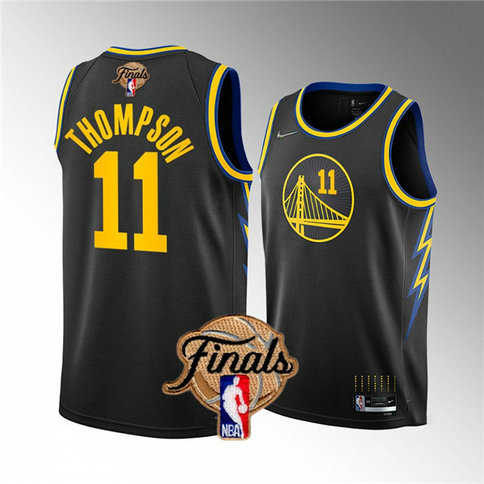 Youth Golden State Warriors #11 Klay Thompson 2022 Black NBA Finals Stitched Jersey