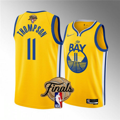 Youth Golden State Warriors #11 Klay Thompson 2022 Yellow NBA Finals Stitched Jersey