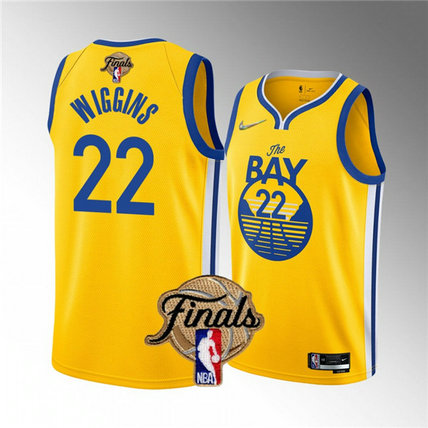 Youth Golden State Warriors #22 Andrew Wiggins 2022 Yellow NBA Finals Stitched Jersey