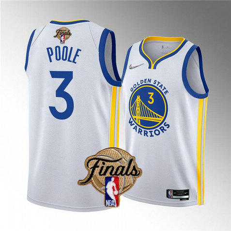 Youth Golden State Warriors #3 Jordan Poole 2022 White NBA Finals Stitched Jersey