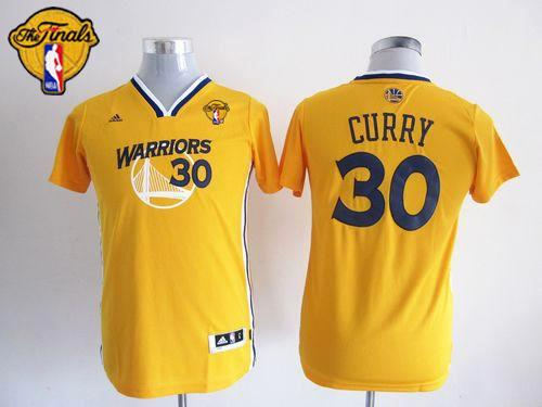 Youth Golden State Warriors 30 Stephen Curry Gold Alternate The Finals Patch NBA jersey