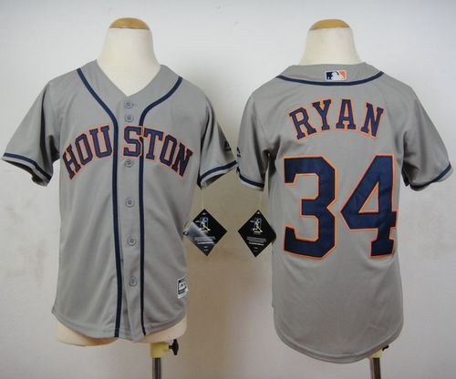 Youth Houston Astros 34 Nolan Ryan Grey Cool Base Baseball Jersey