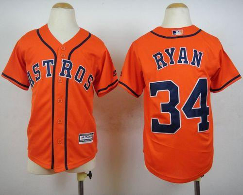 Youth Houston Astros 34 Nolan Ryan Orange Cool Base Baseball Jersey