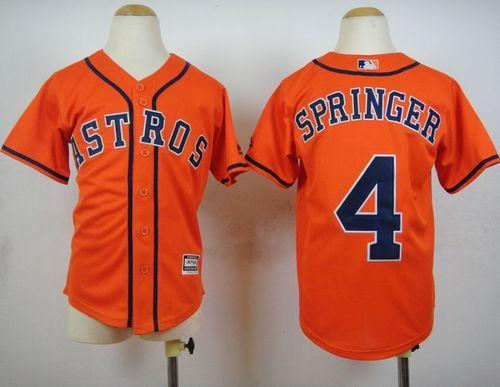Youth Houston Astros 4 George Springer Orange Cool Base Baseball Jersey