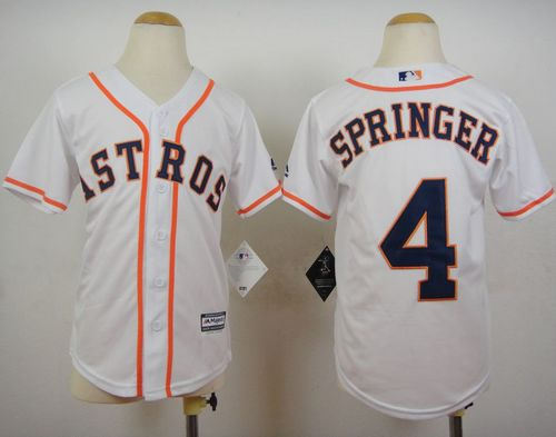 Youth Houston Astros 4 George Springer White Cool Base Baseball Jersey