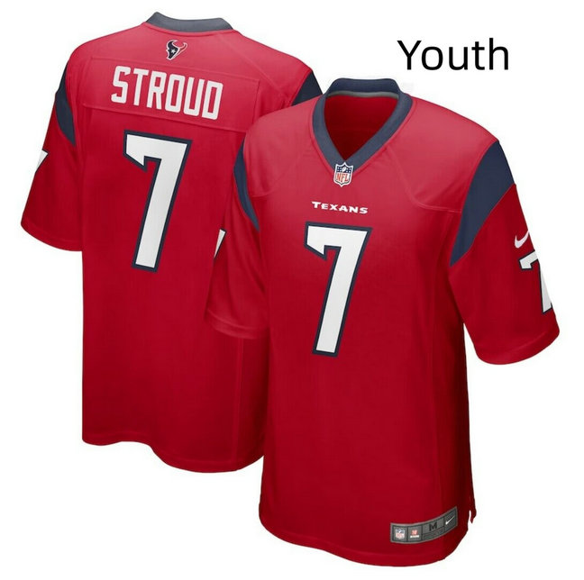 Youth Houston Texans #7 C.J. Stroud Red Stitched Game Jersey