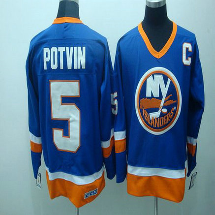 Youth Islanders #5 Denis Potvin Stitched Baby Blue CCM Throwback NHL Jersey