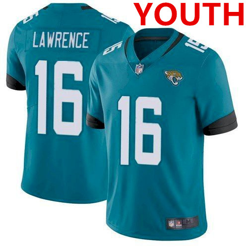 Youth Jacksonville Jaguars #16 Trevor Lawrence 2021 Teal Vapor Untouchable Limited Stitched Jersey 