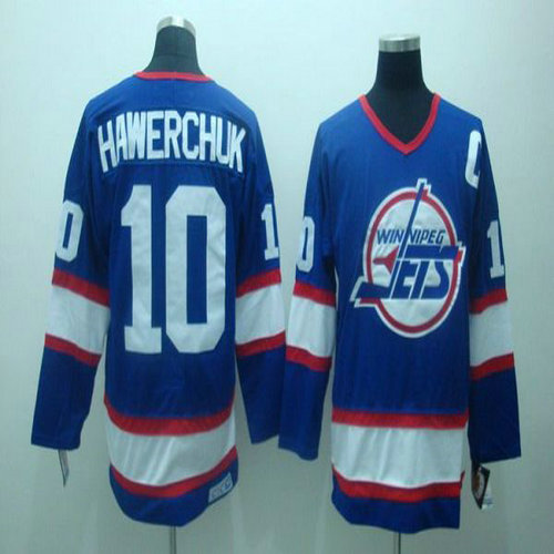 Youth Jets #10 Dale Hawerchuk Stitched Blue CCM Throwback NHL Jersey