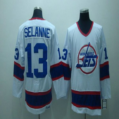 Youth Jets #13 Teemu Selanne Stitched White CCM Throwback NHL Jersey
