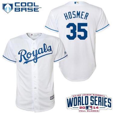 Youth Kansas City Royals 35 Eric Hosmer White 2014 World Series Patch Stitched MLB Baseball Jersey