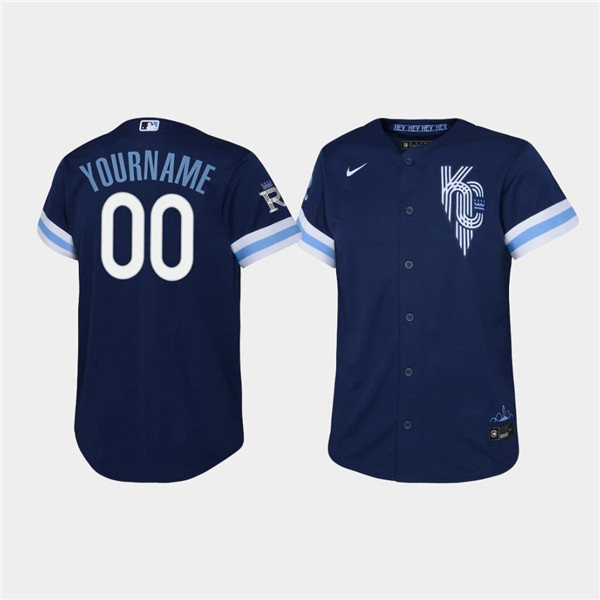 Youth Kansas City Royals Active Player Custom 2022 Navy City Connect Stitched Baseball Jersey