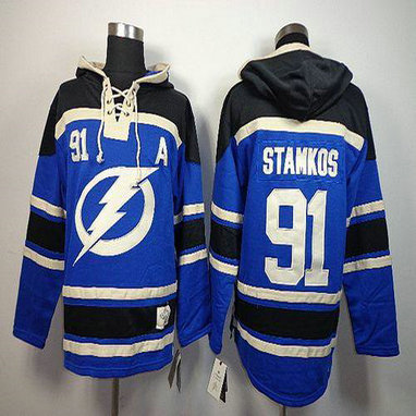 Youth Lightning #91 Steven Stamkos Blue Sawyer Hooded Sweatshirt Stitched NHL Jersey