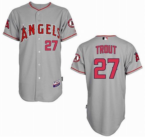 Youth Los Angeles Angels #27 Mike Trout grey jerseys