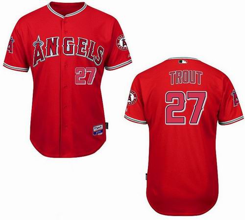 Youth Los Angeles Angels #27 Mike Trout red jerseys
