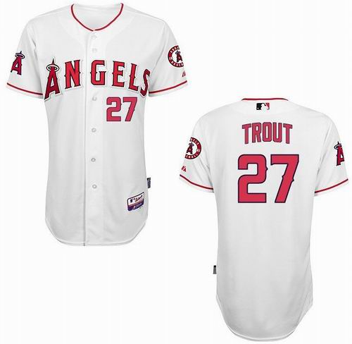 Youth Los Angeles Angels #27 Mike Trout white jerseys