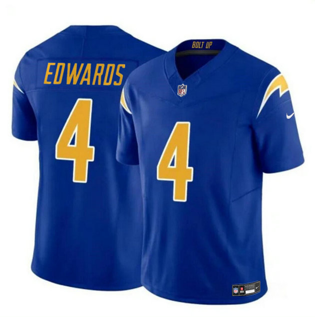 Youth Los Angeles Chargers #4 Gus Edwards Royal 2024 F.U.S.E Vapor Untouchable Limited Stitched Jersey