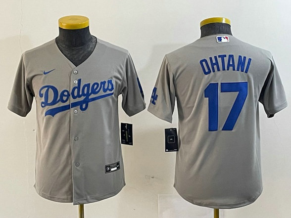 Youth Los Angeles Dodgers #17 Shohei Ohtani Grey Stitched Baseball Jersey