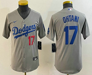 Youth Los Angeles Dodgers #17 Shohei Ohtani Number Grey Stitched Cool Base Nike Jersey