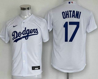 Youth Los Angeles Dodgers #17 Shohei Ohtani White Cool Base Jersey