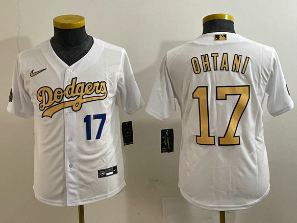 Youth Los Angeles Dodgers #17 Shohei Ohtani White Flex Base Stitched Baseball Jersey 2