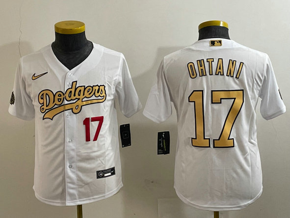 Youth Los Angeles Dodgers #17 Shohei Ohtani White Flex Base Stitched Baseball Jersey 3
