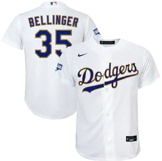 Youth Los Angeles Dodgers #35 Cody Bellinger Nike White Gold 2021 Gold Program Player Jersey