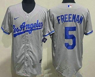 Youth Los Angeles Dodgers #5 Freddie Freeman Gray Road Cool Base Jersey
