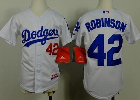 Youth Los Angeles Dodgers 42 Jackie Robinson White Cool Base MLB Jerseys
